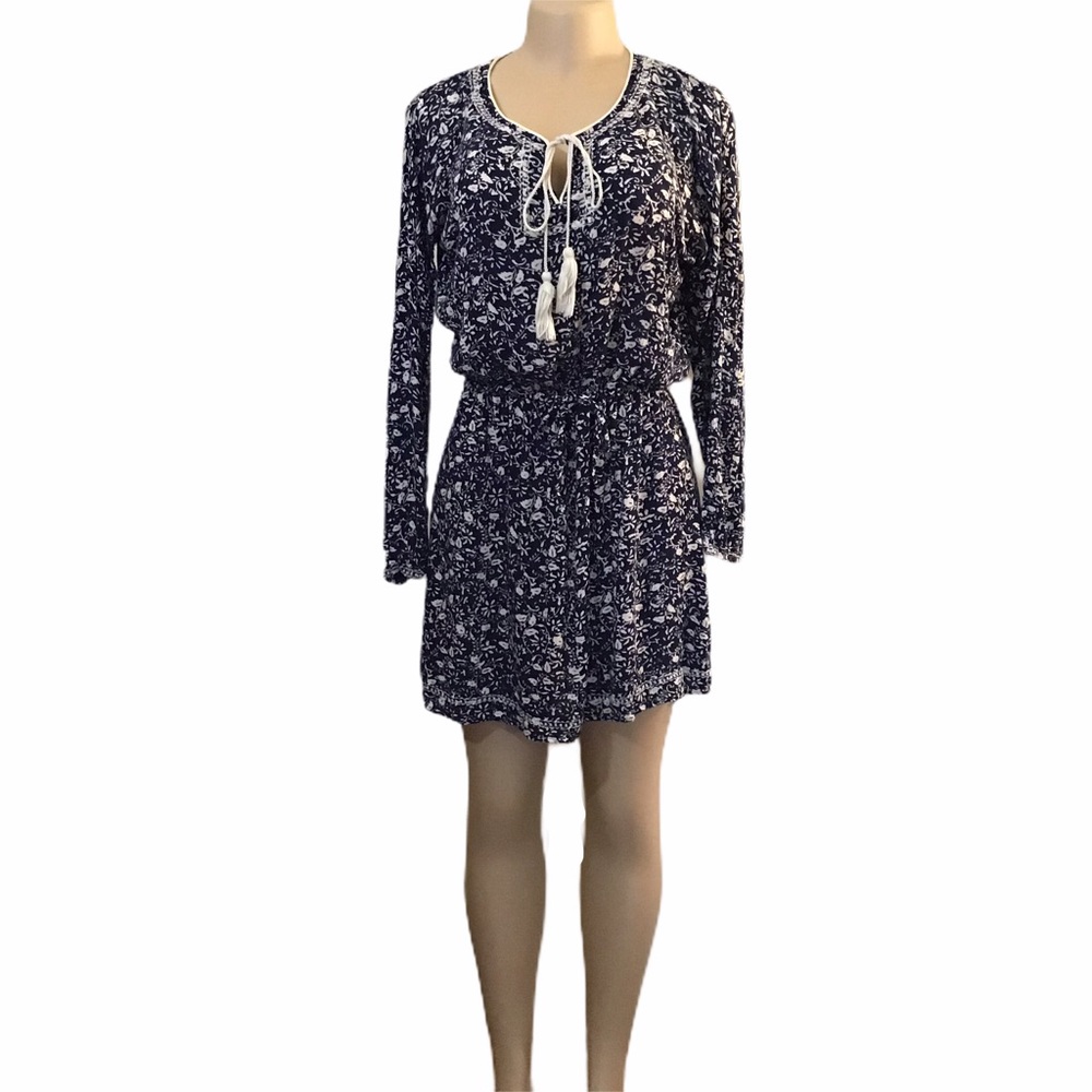 Tex Navy & White Drawstring Dress NWOT